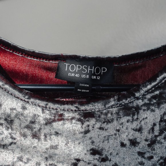 Crushed Velvet Top Shop Dress w. Keyhole Back - Picture 3 of 4